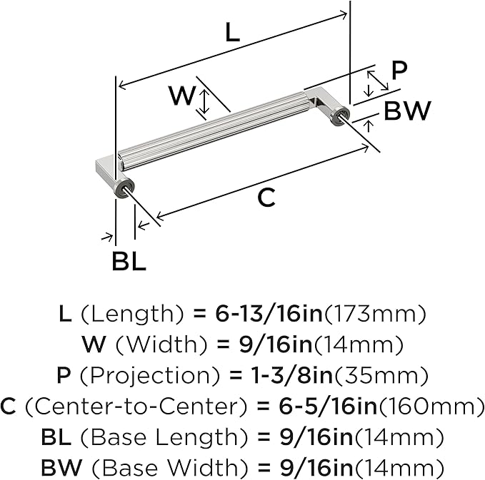 Amerock Ballard 6-5/16 inch (160mm) Center-to-Center Polished Nickel Cabinet Pull, BP37645PN