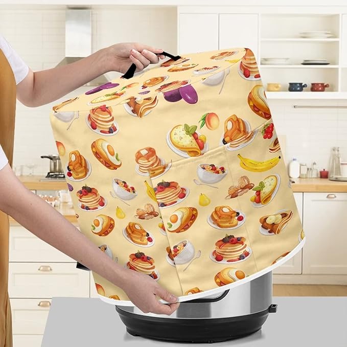 Cute Food Pattern Kitchen Appliance Cover for 3 qt Pressure Cooker,Small Appliance Dust Cover for Electric Pressure Cooker/Air Fryer/Rice Cooker/Steamer/Toaster/Oven,Washable