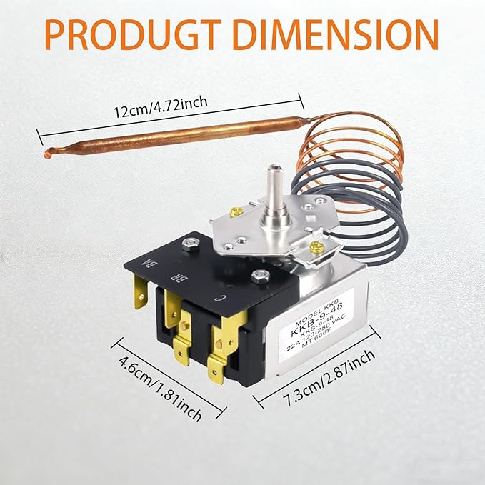 PB010036 Bake/Broil Thermostat，Compatible with Awoco Ranges， Compatible with Viking – Replace KKB-9-48, 22A 120–250VAC, Max 606°F, with Safety Auto‑Shutoff.