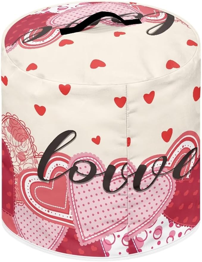 TODIYADDU Love Print Pressure Cooker Cover with Handle and Storage Pocket for Extra Accessories Portable Kitchen Small Appliance Dust Cover Protective Case