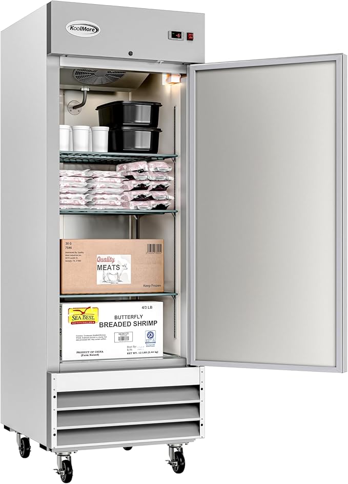 KoolMore 29" 1 Door Stainless Steel Upright Commercial Reach-in Freezer - 23 cu. ft