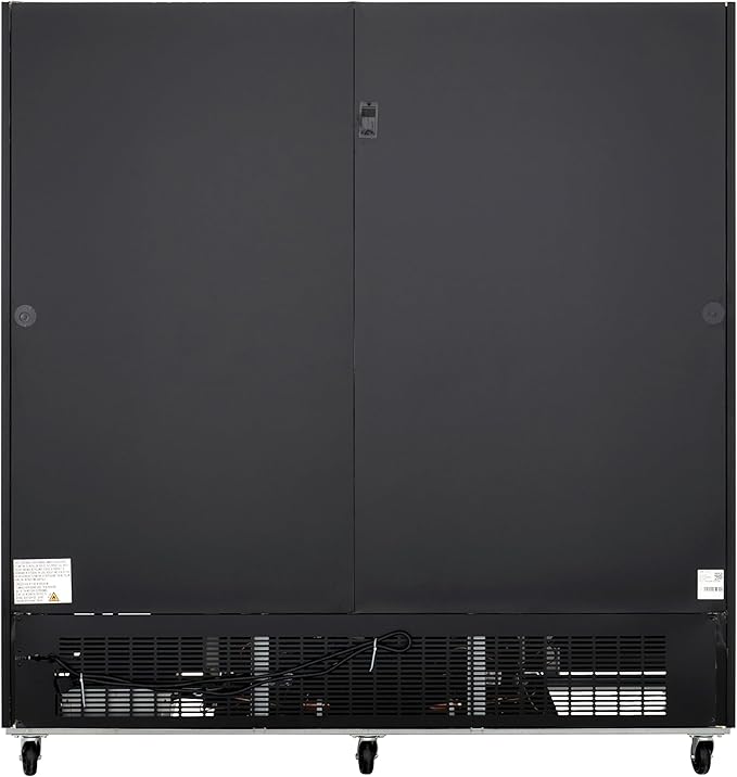 Kratos Commercial Three Door Merchandising Refrigerator, Large Swing Glass Door Black Mobile Display Refrigerator for Markets and C Stores, 78" Wide, LED Lighting, 115V (67K-212)
