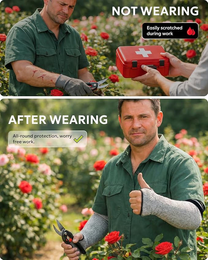 Evridwear Cut Resistant Protective Sleeves Gardening sleeves Arm Protectors for Thin Skin and Bruising Farming, Industrial