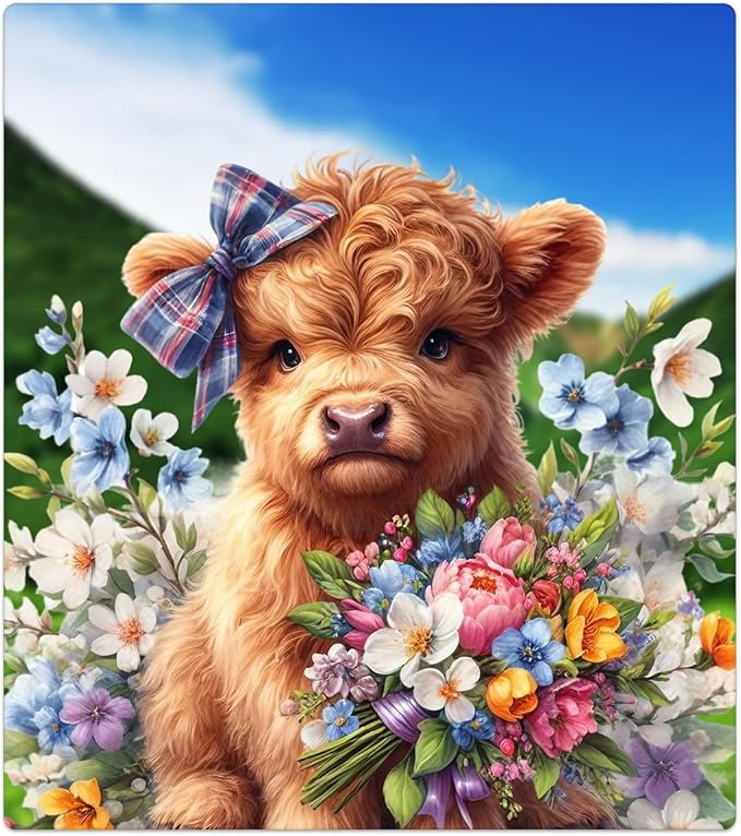 Dishwasher Magnet Cover Flower Highland Cow Cute Dishwasher Decorative Cover Front Dishwasher Door Cover Reuseable Dishwasher Cover Panel Decal for Kitchen Refrigerator Home Appliances 23" X 26"