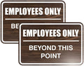 All Quality Classic Framed Employees Only Beyond This Point Wall or Door Sign | Easy to Install Business Signage - Large (Walnut) 2 Pack