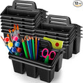 WILLBOND 12 Pcs Classroom Storage Caddies Stackable Utility Caddies with 4 Compartment Plastic Caddy with Handle Portable Storage Bins Organizers for Kids Schools Art Craft Supplies