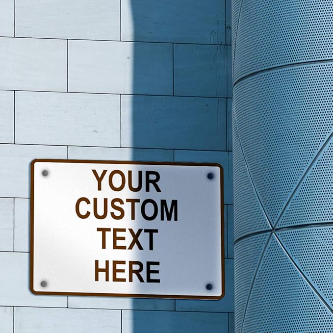 Aluminum Weatherproof Metal Sign Multiple Sizes Custom Personalized Text Here White Brown Recreational Horizontal Street Signs 24x18Inches