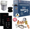 SteamSpa Executive 4.5 KW QuickStart ACU-Steam Bath Generator Package with Built-in Auto Drain and Install Kit in Matte Black | Steam Generator Kit with Dual Control Panel Steamhead 240V | EXT450MB-A