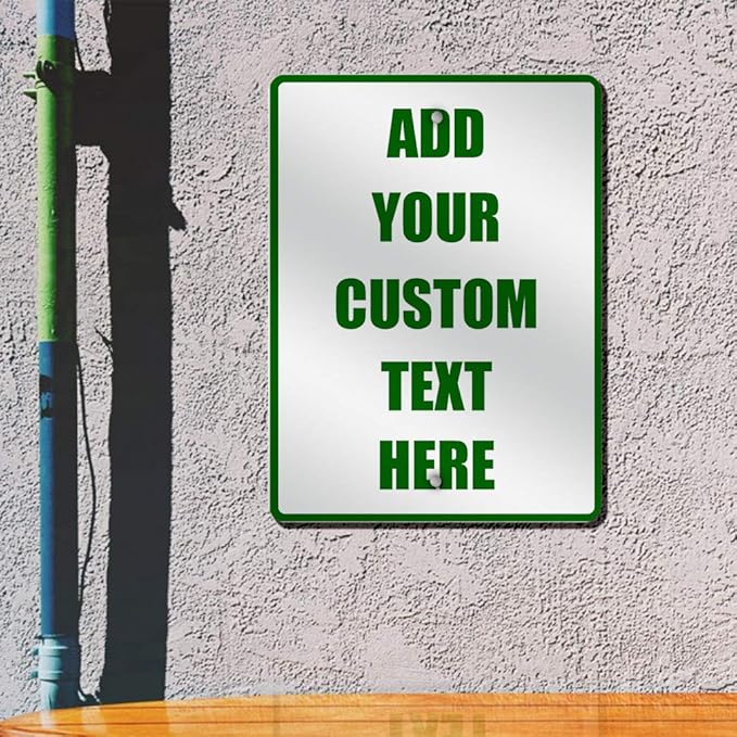 Aluminum Weatherproof Metal Sign Multiple Sizes Custom Personalized Text Here White Green Directions Vertical Street 18x24Inches
