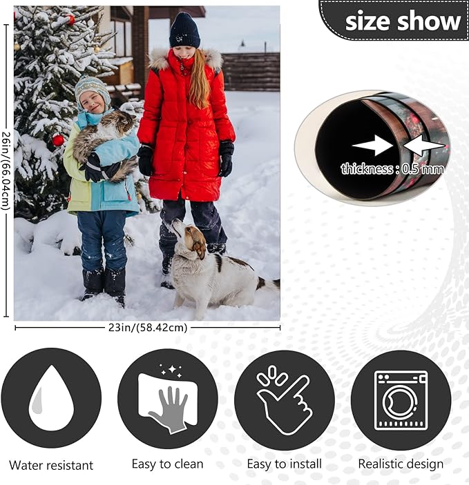 Custom Dishwasher Magnet Cover Panel with Pet Picture, Personalized Winter Sticker Cover for The Front Magnetic Decorative Refrigerator Washing Machine Door Cover Home Season Decor, 26" x 23"