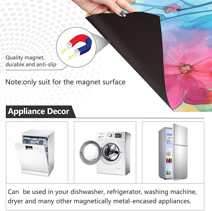 Colorful Beautiful Flowers Dishwasher Magnet Cover Sticker Magnetic Refrigerator Panel Front Door Fridge Microwave Decal Decorative