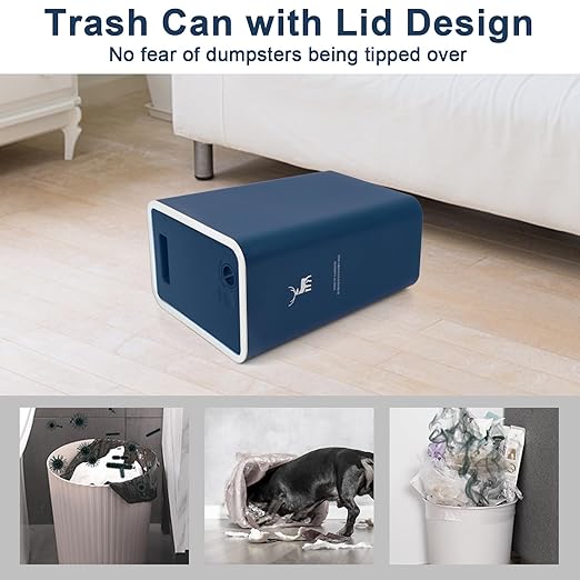 XPIY Trash Can with Lid, 2 Pack 4 Gallons/15 Liters Garbage Can with Press Top, Small Trash Can Dog Proof, Plastic Trash Bin, Waste Basket for Bathroom|Kitchen|Bedroom|Office (2, Blue)