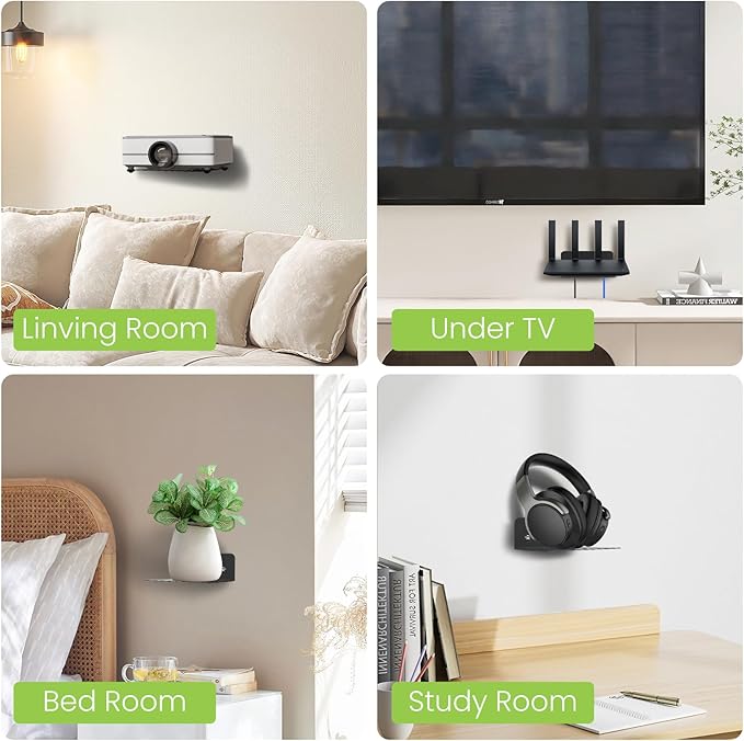 Steel Floating Shelves for Wall,Small Wall Shelf,Suitable for Bedroom, Living Room, Bathroom, Kitchen, Office (Black, 4.72x6.1 in)