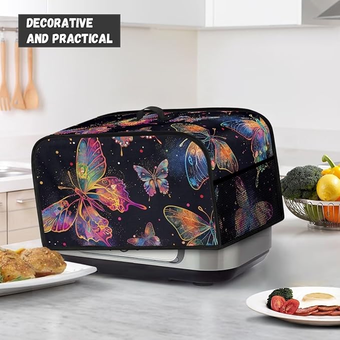 Colorful Butterfly Crock Pot Cover Compatible with 6, 7 or 8 Quart Slow Cooker Dragonfly Slow Cooker Cover with Handle Pocket Covers Appliances Decorations Kitchen Utensils