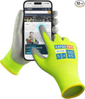 KAYGO Safety Work Gloves PU Coated for Men and Women- KG11P,12 Pairs,Seamless Knit Glove with Two Fingers Touchscreen,Ideal for General Duty Work (Green,L)