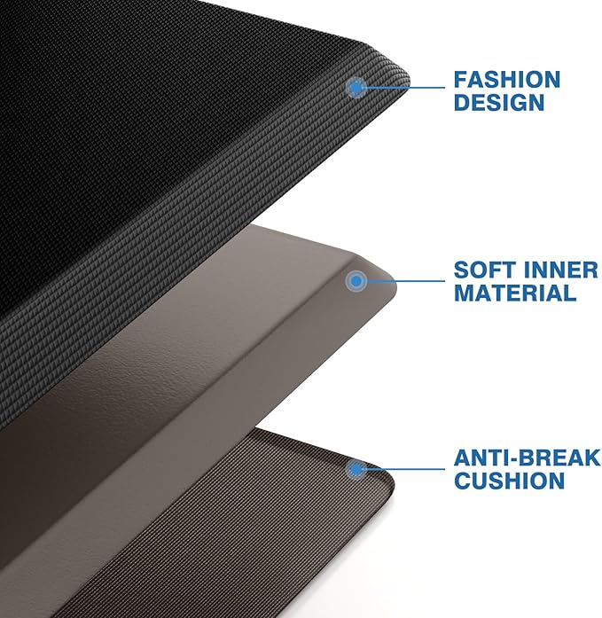 StepRite Kitchen Mats, 2PCS Kitchen Rugs, Cushioned Anti Fatigue Kitchen Mats for Floor, Non-Slip Standing Desk Mat, Waterproof Kitchen Rug Set for Kitchen, 20" x 32"+20" x 72"-Full 1 inch Thick,Black