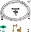 Dishwasher Installation Kit, 10ft,Dishwasher Water Supply Line, Stainless Steel Braided Burst Proof Hose ⅜"by⅜" Kit With Tee Stop Valve
