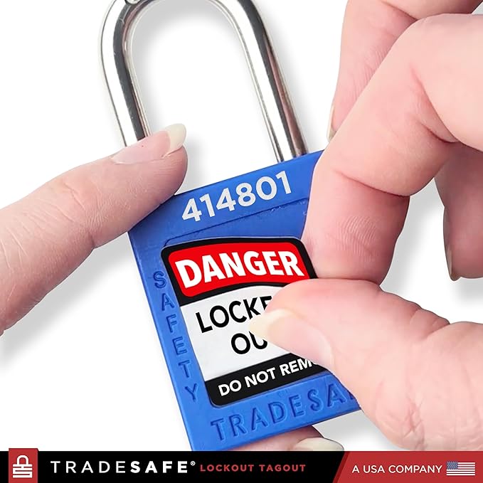 TRADESAFE Lockout Tagout Locks Label, 20 English Lock Out Tag Out Padlock Labels, Danger Locked Out Do Not Remove Loto Locks Stickers