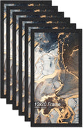 Engineered Wood 10x20 Picture Frame Set of 6, Black Frame for 10 x 20 Inch Picture Poster Photo, Light Weight 10 by 20 Frame with Wood-grain for Wall - 6 Pack/Black/10 x20