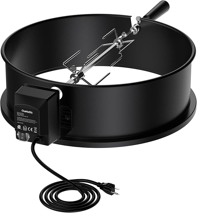 Skyflame Charkettle Rotisserie Ring Kit Compatiable with Weber 18" Charcoal Kettle Grills and Other Similar Kettle Grills, Black Coated Steel BBQ Grill Rotisserie Kit