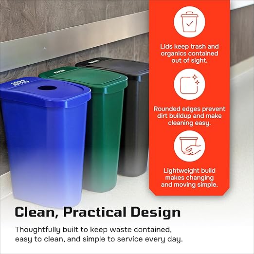 City Box 7 Gallon Double Bin Trash Can Recycle Bin with Lid for Residential, Business, and Commercial Recycling - NYC Compliant (Double Kit Paper Waste)