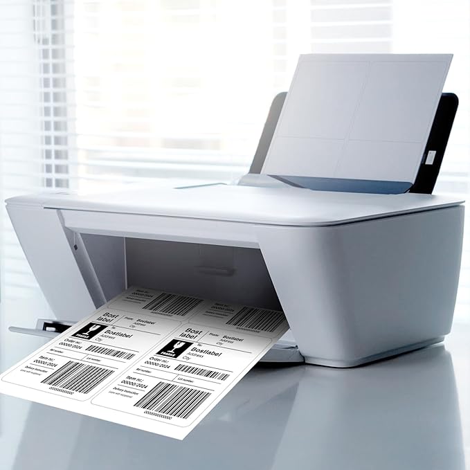 Bostlabels 500 Sheets 2000 Pcs 4 Up 4x5 White Shipping Labels for inkjet and Laser Printers, large Labels 4 per Sheet, Permanent Strong Adhesive A4 Size 4 Labels per Page Perfect for Mailing & Address