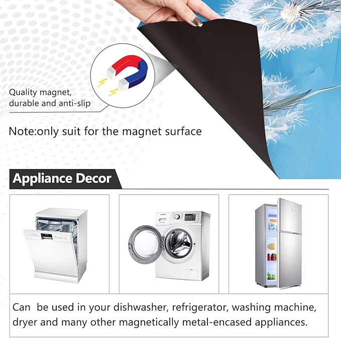 Dishwasher Magnet Cover, Dandelion Magnet Sticker Fridge Panel Decal for Home Kitchen Decor, 23x26in