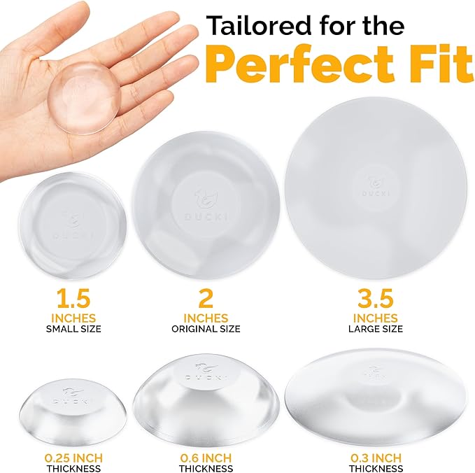 Ducki Door Stop Wall Protectors, 8 Pack Clear, Self Adhesive Reusable Solution for Stopping Wall Damage & Noise from Doors, Refrigerators, & in Your Home or Office, Durable Shock Absorbent & Discreet
