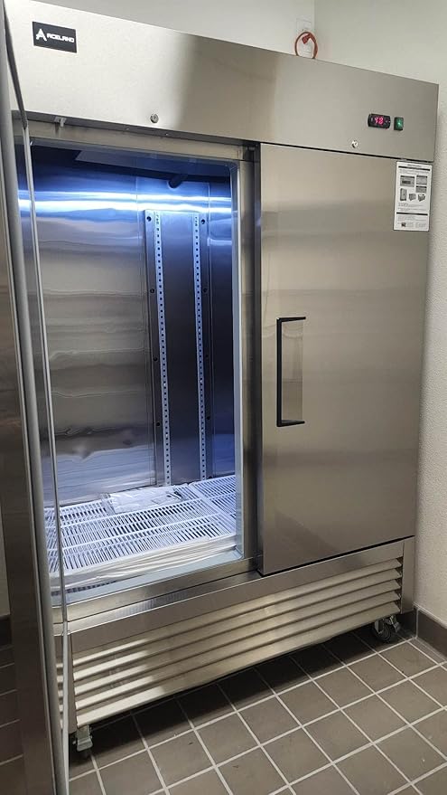 Aceland Commercial Refrigerator Stainless Steel Reach-in Solid Door Upright Fan Cooling Refrigerator for Restaurant, Bar, Shop, Residential 49 Cu.ft (Commercial Kitchen Equipment), Silver (AKR49)