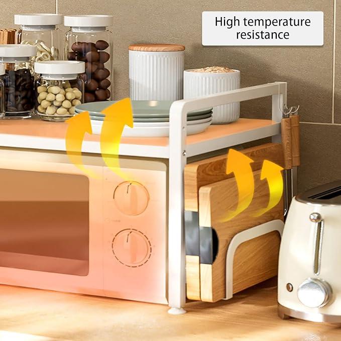 Microwave Storage Rack Kitchen Countertop Organizer Shelf Adjustable Microwave Stand, Toaster Oven Rack Expandable Spice for Kitchen Storage Stand/3Tier, 2Tier