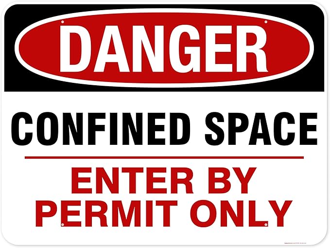 Danger Confined Space Enter By Permit Only Sign, 36x48 Inches, Rust Free DiBound, Fade Resistant, Made in USA by My Sign Center