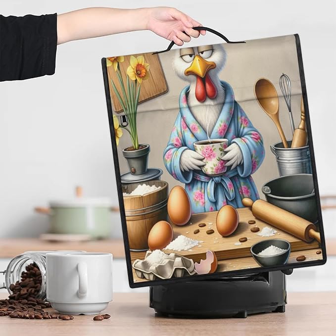 Kitchen Aid Mixer Cover Flower Rooster Funny Stand Mixer Cover Compatible with 6-8 Quarts Stand Mixers, Dust Covers with Zipper Pocket Foldable Washable Kitchen Aid Organizer Bag
