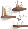Square Floating Shelves for Wall 8"W x 8"D x 1.2"H, Small Engineered Wood Wall Shelves with Invisible Brackets for Living Room Bedroom Bathroom Office Kitchen Storage & Decor, Walnut Finish, Set of 3