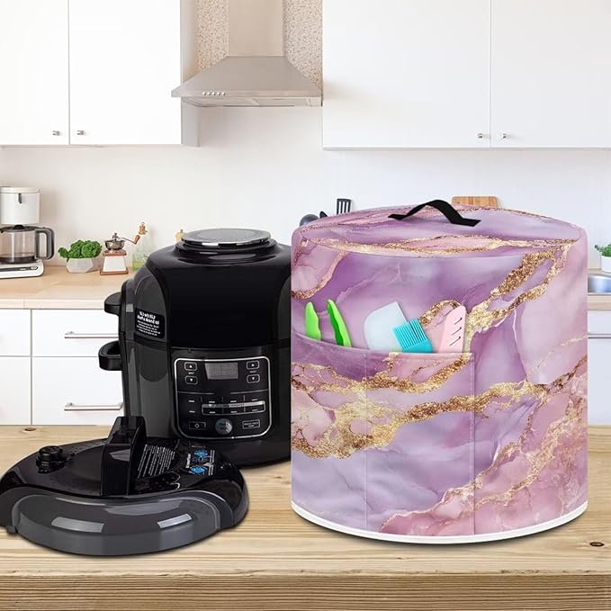 Purple Marble Dust Cover for Kitchen Instant Pot Accessories Appliance Cover Quart Pressure Cooker Air Fryer Rice Cooker Kitchen Appliance Dust Covers with Storage Pockets Size M