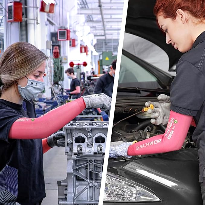 Schwer AIR-SKIN ANSI A6 Cut Resistant Arm Sleeves for Men & Women S901-P, Non-PFAS Arm Protectors for High Risk Work, Arm Protectors for Thin Skin, Gardening Sleeves for Farming, Lightweight