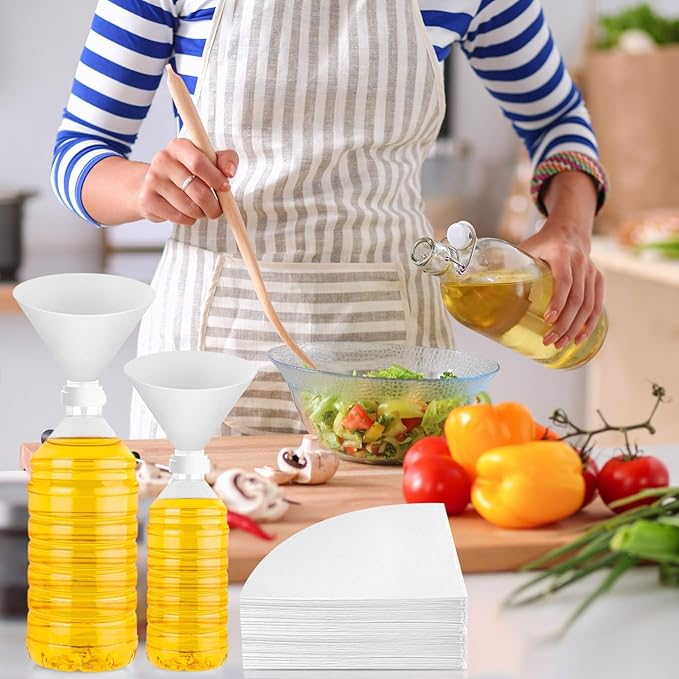 NACHLYNN 100pcs Fryer Oil Filter Cones - 4.5 Inch Non-Woven Kitchen Oil Filters for Restaurant, Cafe, Hotel