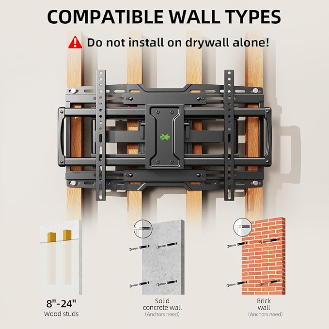 USX MOUNT UL Listed Heavy Duty TV Wall Mount for 42-97" TVs up to 150lbs with 8" Sliding Design, Ultra-Large TV Mount Bracket for up to 24" Studs with Swivel, Tilt & Leveling, Max VESA 600x400mm