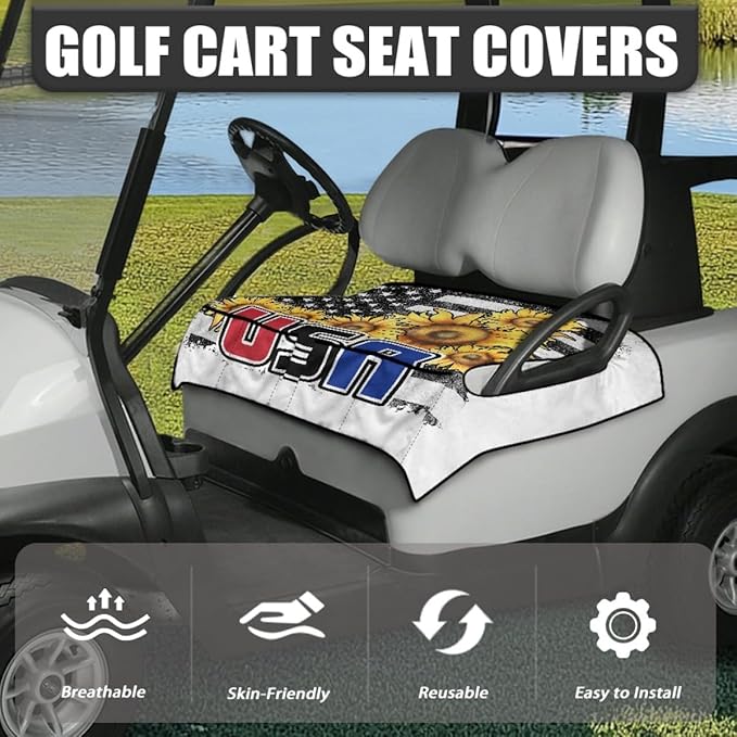 Golf Cart Seat Cover Cushion with Comfortable Microfiber Surface, Waterproof Layer and Secure Fit for Outdoor Golf Cart Use