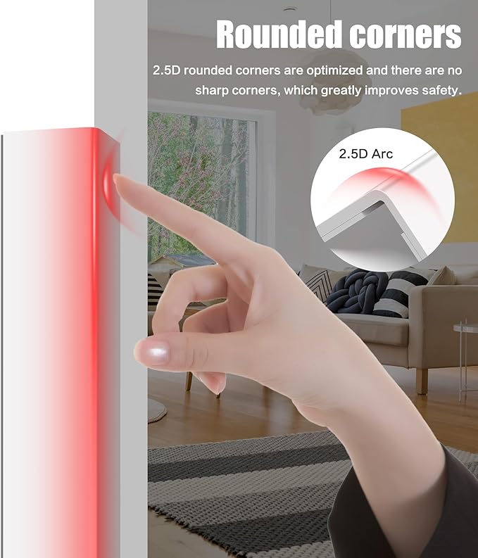 ‎Frychee Wall Corner Protector, Walls Edge Protector，Self-Adhesive Wall Corner Guards,PVC Double Side Edge Protector， Furniture Stairs Guard (2, 2.5x90cm/0.98x35.4in)