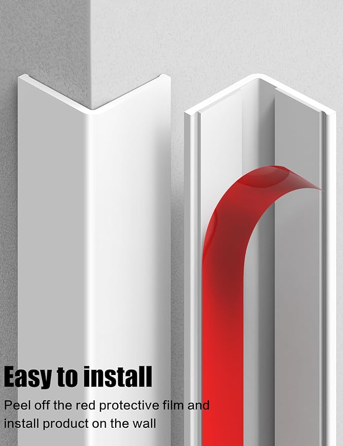 ‎Frychee Wall Corner Protector, Walls Edge Protector，Self-Adhesive Wall Corner Guards,PVC Double Side Edge Protector， Furniture Stairs Guard (6, 2.5x150cm/0.98x59.1in)