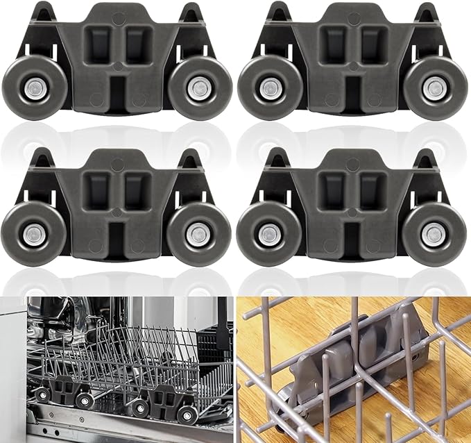 Dishwasher Wheels Lower Rack Upgraded Compatible for Whirlpool/Kenmore/Maytag/Kitchenaid. Replace Dishwasher Rack Wheels Parts of W10195416,W10579095A,PS11722152,W10195420,W10311123B,AP5983730(4PACK)