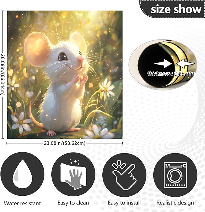 Dishwasher Magnet Cover, Cute Mouse Magnet Sticker Fridge Panel Decal for Home Kitchen Decor, 23x26in
