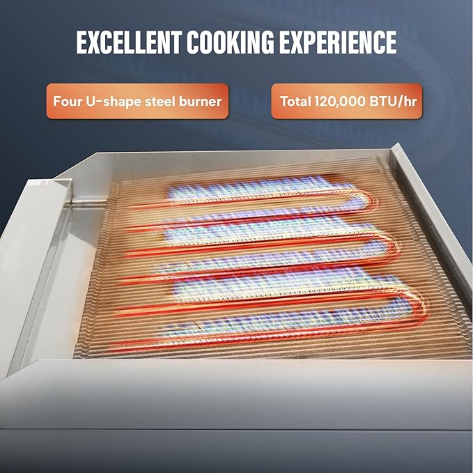 WESTLAKE 48"W Commercial Charbroiler Gas Countertop 4 Burner Natural Gas and Propane 120,000 BTU Char Broiler Stainless Steel BBQ Stove Grill for Restaurants