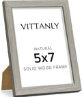 Vittanly 5x7 Picture Frame, Solid Wood Frame with Plexiglass, Includes 4x6 Mat, Wall Hanging or Tabletop for Home Decor, Grey, 1 Pack