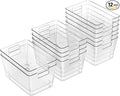 12 Pack Clear Plastic Storage Bins, 11" Large Pantry Organizer Bins with Handles, Plastic Containers for Refrigerator,BPA-Free Perfect for Kitchen,Fridge,Cabinet,Pantry,Bathroom,Closet Organization