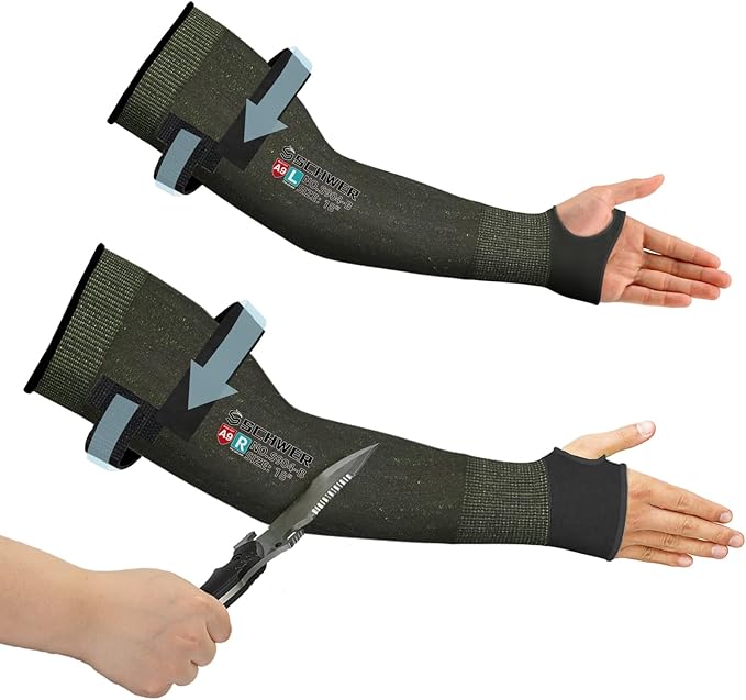 Schwer PRO-SKIN ANSI A9 Cut Resistant Arm Sleeves for Men & Women, Puncture Resistant Arm Protectors for High Risk Work