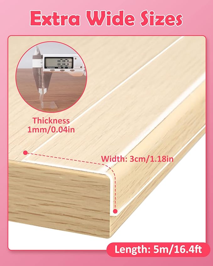 Baby Proofing, Clear Edge Protector Strip, Soft Corner Protectors for Kids, Baby Child Safety Corner Guards for Furniture Against Sharp Corners for Tables, Drawers, Sink, Wall 1.2in x 16.4ft