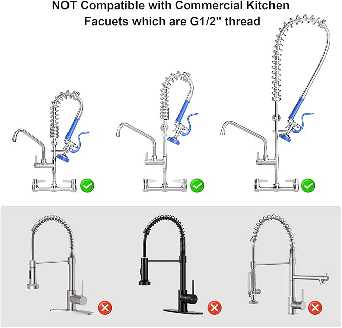 Commercial Dish Sprayer for Restaurant Sink: Akwadu Commercial Sink Sprayer for Commercial Faucets - High Pressure Pre Rinse Sprayers Replacement for Kitchen Dishwasher
