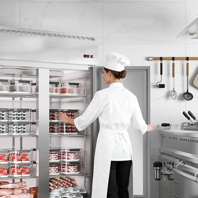 48" Commercial Refrigerator Freezer Combo, 36 Cu.ft Upright Freezer, Stainless Steel Beverage Cooler, 2-Door Commercial Refrigerator Freezer, Fan Cooling, Auto Defrost, 6 Shelves for Restaurant Shop
