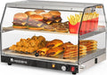 NEEDONE Commercial Food Warmer, Electric Pizza Food Heater Display Cabinet w/Adjustable Temperature, LED Lighting, Removable Racks, Countertop Pastry Display Case for Cafes, Buffet, Parties